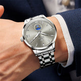 OLEVS 3646 Watches for Men Diamond Business Dress Casual Analog Quartz Stainless Steel Waterproof Luminous Day Date Men Wrist Watches Reloj Para Hombre White Dial