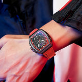 OLEVS 2942 Watches for Men Chronograph Waterproof Luxury Dress Quartz Silicon Strap Multifunction Moon Phase Calendar Luminous Men Wrist Watches Reloj Para Hombre Black/Red