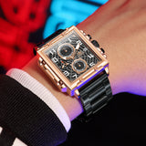 OLEVS 2958 Watches for Men Business Dress Chronograph Analog Quartz Square Dial Stainless Steel Waterproof Luminous Date Fashion Mens Wrist Watches Reloj Para Hombre