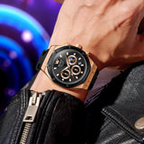 OLEVS 9911 Watches for Men Chronograph Waterproof Luxury Dress Quartz Silicon Strap Multifunction Moon Phase Business Calendar Luminous Men Wrist Watches Reloj Para Hombre Gray/Black/White