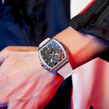 OLEVS 2942 Watches for Men Chronograph Waterproof Luxury Dress Quartz Silicon Strap Multifunction Moon Phase Calendar Luminous Men Wrist Watches Reloj Para Hombre Black/Red