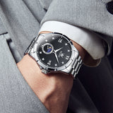 OLEVS 2956 Watches for Men Diamond Business Dress Casual Analog Moon Phase Calendar Quartz Stainless Steel Waterproof Luminous Date Men Wrist Watches Reloj Para Hombre White Dial