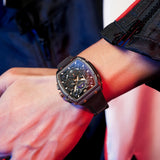 OLEVS 2942 Watches for Men Chronograph Waterproof Luxury Dress Quartz Silicon Strap Multifunction Moon Phase Calendar Luminous Men Wrist Watches Reloj Para Hombre Black/Red