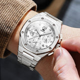 OLEVS 3626 Watches for Men Business Dress Analog Quartz Chronograph Gold Plated Stainless Steel Waterproof Luminous Date Classic Mens Wrist Watches Reloj Para Hombre