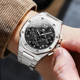 OLEVS 3626 Watches for Men Business Dress Analog Quartz Chronograph Gold Plated Stainless Steel Waterproof Luminous Date Classic Mens Wrist Watches Reloj Para Hombre