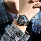 OLEVS 3640 Chronograph Watches for Men Waterproof Business Dress Analog Quartz Luxury Moon Phase Stainless Steel Roman Numeral Luminous Casual Mens Wrist Watches Reloj Para Hombre