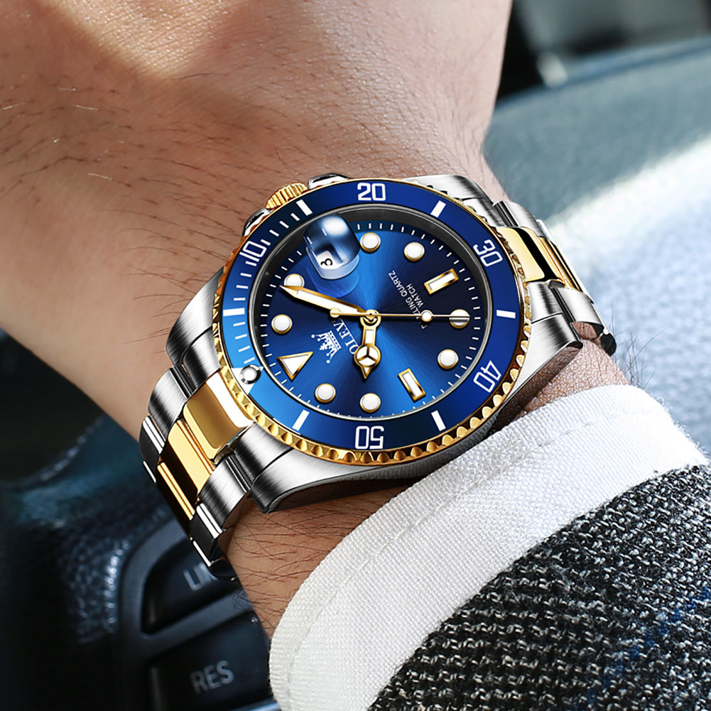 Two Tone Strap - Blue Dial Gold Trim