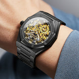 OLEVS 6669 Automatic Watches for Men Self Winding Mechanical Skeleton Luxury Dress Stainless Steel Waterproof Luminous Mens Wrist Watches Reloj Para Hombre