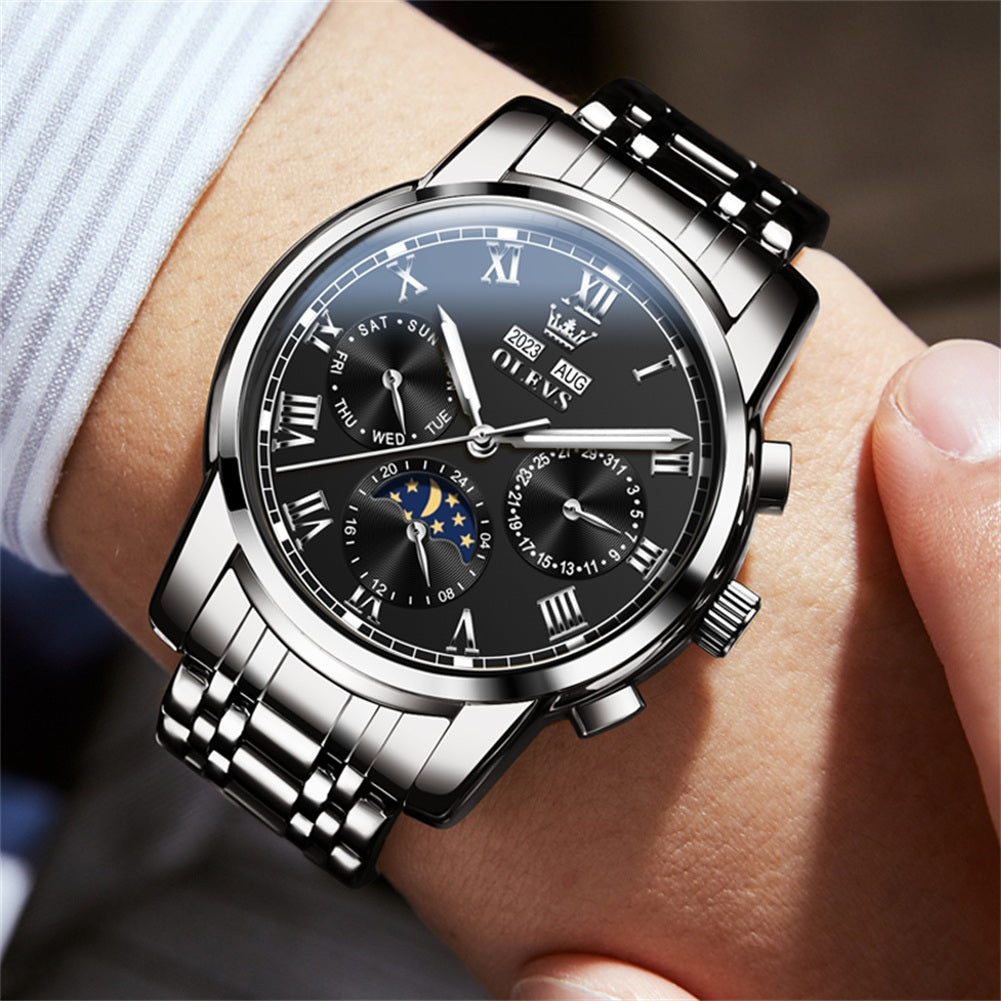 Black Strap-Black Dial Silver Trim