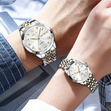 Two Tone Strap-White Dial Silver Trim