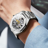 OLEVS 6669 Automatic Watches for Men Self Winding Mechanical Skeleton Luxury Dress Stainless Steel Waterproof Luminous Mens Wrist Watches Reloj Para Hombre