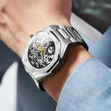 OLEVS 6669 Automatic Watches for Men Self Winding Mechanical Skeleton Luxury Dress Stainless Steel Waterproof Luminous Mens Wrist Watches Reloj Para Hombre