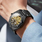 OLEVS 6669 Automatic Watches for Men Self Winding Mechanical Skeleton Luxury Dress Stainless Steel Waterproof Luminous Mens Wrist Watches Reloj Para Hombre