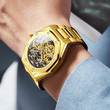 OLEVS 6669 Automatic Watches for Men Self Winding Mechanical Skeleton Luxury Dress Stainless Steel Waterproof Luminous Mens Wrist Watches Reloj Para Hombre