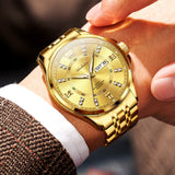 OLEVS 3620 Watches for Men Business Dress Analog Quartz Date Stainless Steel Easy Read Waterproof Luminous Luxury Casual Mens Wrist Watches Reloj Para Hombre Gold/Silver/Blue