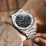 OLEVS 3626 Watches for Men Business Dress Analog Quartz Chronograph Gold Plated Stainless Steel Waterproof Luminous Date Classic Mens Wrist Watches Reloj Para Hombre