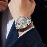 OLEVS 3640 Chronograph Watches for Men Waterproof Business Dress Analog Quartz Luxury Moon Phase Stainless Steel Roman Numeral Luminous Casual Mens Wrist Watches Reloj Para Hombre