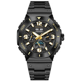 Men's Automatic Mechanical Watch Case Multi-Function Chronograph Moon Phase Year/Month/Date Display Stainless Steel Band Luxury Wrist Watch