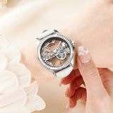 OLEVS 6699 Automatic Watches for Womens Mechanical Diamond Skeleton Self Winding Luxury Dress Waterproof Luminous Ladies Watches Womens Wrist Watches Gift Reloj Para Mujer