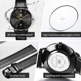 OLEVS 5869 Watches for Men Minimalist Ultra Thin Fashion Casual Analog Quartz Date Watch Waterproof Slim Simple Big Face Dress Mens Wrist Watches with Retro Leather Band for Men Reloj para Hombre