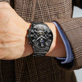 OLEVS 3640 Chronograph Watches for Men Waterproof Business Dress Analog Quartz Luxury Moon Phase Stainless Steel Roman Numeral Luminous Casual Mens Wrist Watches Reloj Para Hombre