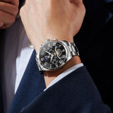 OLEVS 3640 Chronograph Watches for Men Waterproof Business Dress Analog Quartz Luxury Moon Phase Stainless Steel Roman Numeral Luminous Casual Mens Wrist Watches Reloj Para Hombre