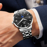 OLEVS 3646 Watches for Men Diamond Business Dress Casual Analog Quartz Stainless Steel Waterproof Luminous Day Date Men Wrist Watches Reloj Para Hombre White Dial