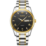 OLEVS 5563 Watches for Men Business Dress Analog Quartz Luxury Black Stainless Steel Waterproof Luminous Classic with Date Mens Wrist Watches Reloj para Hombre