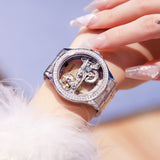 OLEVS 6699 Automatic Watches for Womens Mechanical Diamond Skeleton Self Winding Luxury Dress Waterproof Luminous Ladies Watches Womens Wrist Watches Gift Reloj Para Mujer