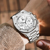 OLEVS 3626 Watches for Men Business Dress Analog Quartz Chronograph Gold Plated Stainless Steel Waterproof Luminous Date Classic Mens Wrist Watches Reloj Para Hombre