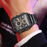 OLEVS 2958 Watches for Men Business Dress Chronograph Analog Quartz Square Dial Stainless Steel Waterproof Luminous Date Fashion Mens Wrist Watches Reloj Para Hombre
