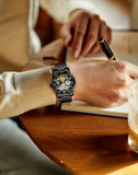 OLEVS 6670 Men Automatic Watch Diamond Skeleton Mechanical Luxury Self Winding Moon Phase Calendar Waterproof Wrist Watch for Men