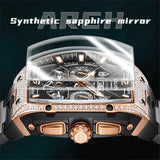 OLEVS 6016 Watches for Men Automatic Mechanical Luxury Dress Big Face Self Winding Tourbillon Skeleton Luminous Wrist Watches