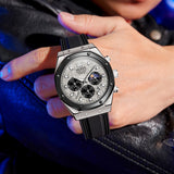 OLEVS 9911 Watches for Men Chronograph Waterproof Luxury Dress Quartz Silicon Strap Multifunction Moon Phase Business Calendar Luminous Men Wrist Watches Reloj Para Hombre Gray/Black/White
