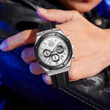OLEVS 9911 Watches for Men Chronograph Waterproof Luxury Dress Quartz Silicon Strap Multifunction Moon Phase Business Calendar Luminous Men Wrist Watches Reloj Para Hombre Gray/Black/White