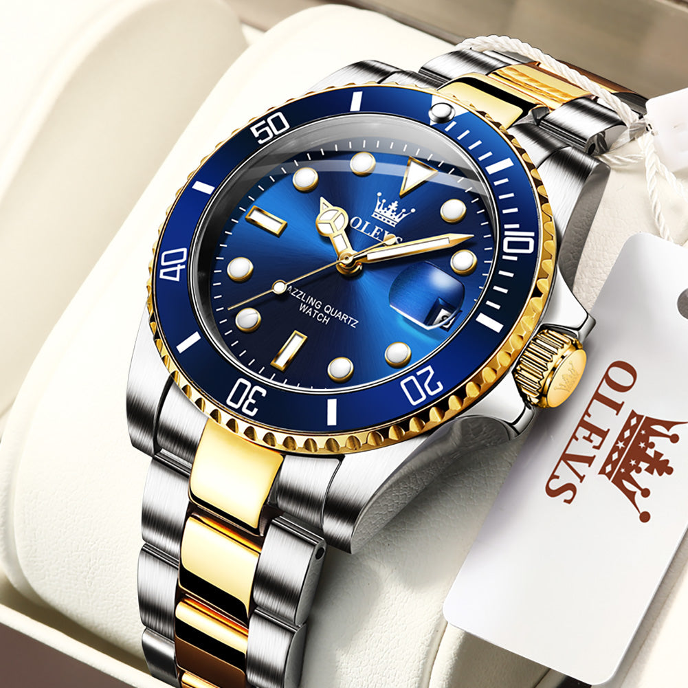 Two Tone Strap - Blue Dial Gold Trim