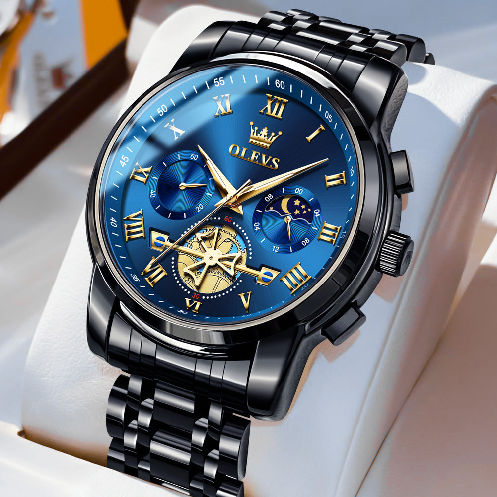 Black Strap - Blue Dial Black Trim