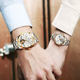 OLEVS 3186+3202 Couple Pair Watches Set Automatic Mechanical Self Winding Dress Matching Watch for His and Hers Valentines Day Gifts