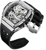 OLEVS Automatic Watch for Men 44MM Large Dial Self-Winding Diamond Waterproof Stainless Steel Wrist Watches Tourbillon Skeleton Mechanical