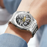 OLEVS 6669 Automatic Watches for Men Self Winding Mechanical Skeleton Luxury Dress Stainless Steel Waterproof Luminous Mens Wrist Watches Reloj Para Hombre