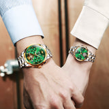 OLEVS 3186+3202 Couple Pair Watches Set Automatic Mechanical Self Winding Dress Matching Watch for His and Hers Valentines Day Gifts