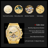 OLEVS 9805 Automatic Mens Watches Self Winding Mechanical Business Diamond Luxury Dress Stainless Steel Waterproof Luminous Wrist Watch