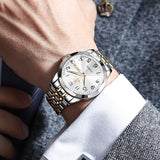 OLEVS 9970 Watches for men Business Dress Luxury Casual Analog Quartz Stainless Steel Waterproof Luminous Date Men Wrist Watches reloj para hombre Blue Dial