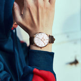 OLEVS Men Leather Watches Black Ultra Thin 6.5mm Minimalist Dress Fashion Simple Casual Waterproof Date Watch for Men