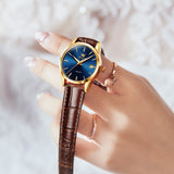 OLEVS Watches for Woman 6898 Golden Blue