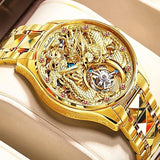 OUPINKE Men's Watch Automatic Designer Big Face Luxury Mechanical Skeleton Dress Business Wrist Watches Two Tone Tungsten Steel Waterproof Sapphire Calendar