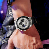 OLEVS 9911 Watches for Men Chronograph Waterproof Luxury Dress Quartz Silicon Strap Multifunction Moon Phase Business Calendar Luminous Men Wrist Watches Reloj Para Hombre Gray/Black/White