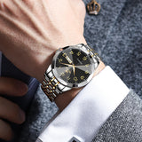 OLEVS 9970 Watches for men Business Dress Luxury Casual Analog Quartz Stainless Steel Waterproof Luminous Date Men Wrist Watches reloj para hombre Blue Dial
