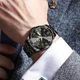 OLEVS 9970 Watches for men Business Dress Luxury Casual Analog Quartz Stainless Steel Waterproof Luminous Date Men Wrist Watches reloj para hombre Blue Dial