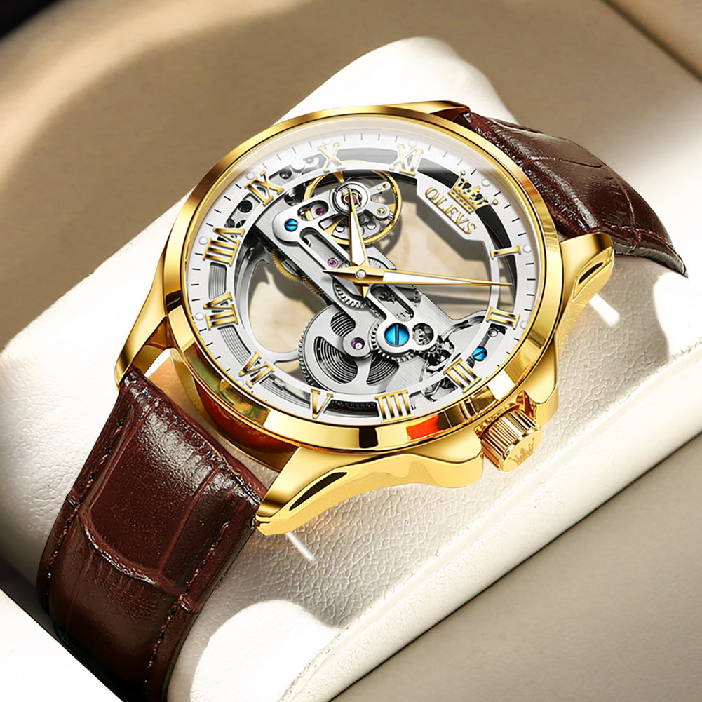 Brown Strap - White Dial Gold Trim